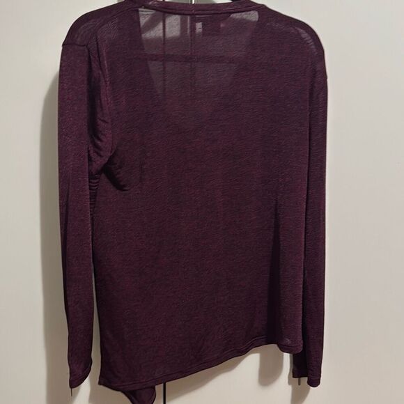 Armani exchange burgundy asymmetrical long sleeve top size large women’s - Picture 9 of 9